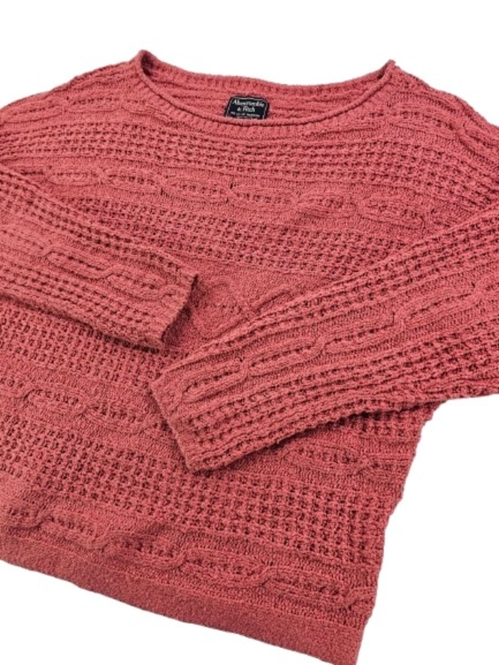 abercrombie & fitch Cable Knit Lightweight Sweater Women's S Coral Pullover Top